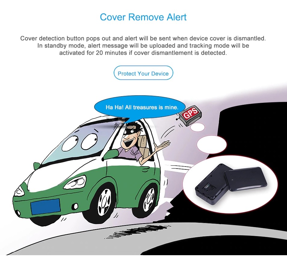 gps tracker cover removal detection