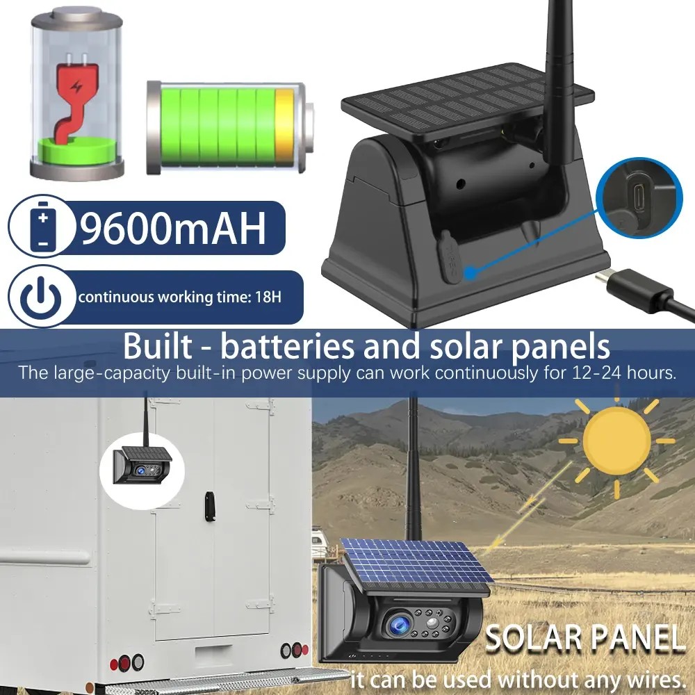 solar reversing camera for vans and car machines