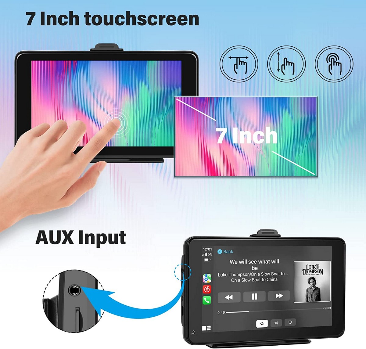 7 inch touch screen monitor for reversing cameras + image mirroring