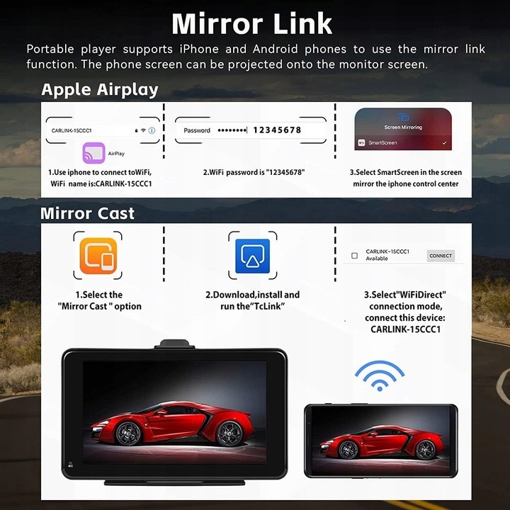 mirroring the screen into a car parking monitor