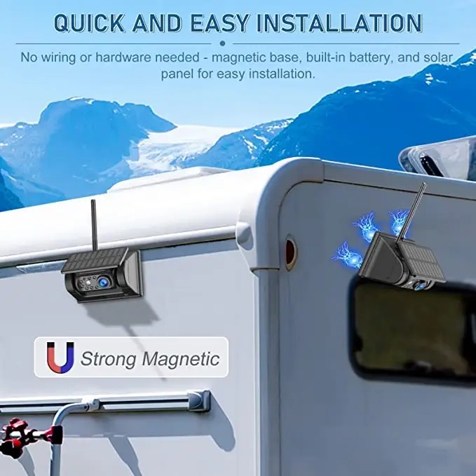 magnetic attachment of the reversing camera for the caravan car van solar