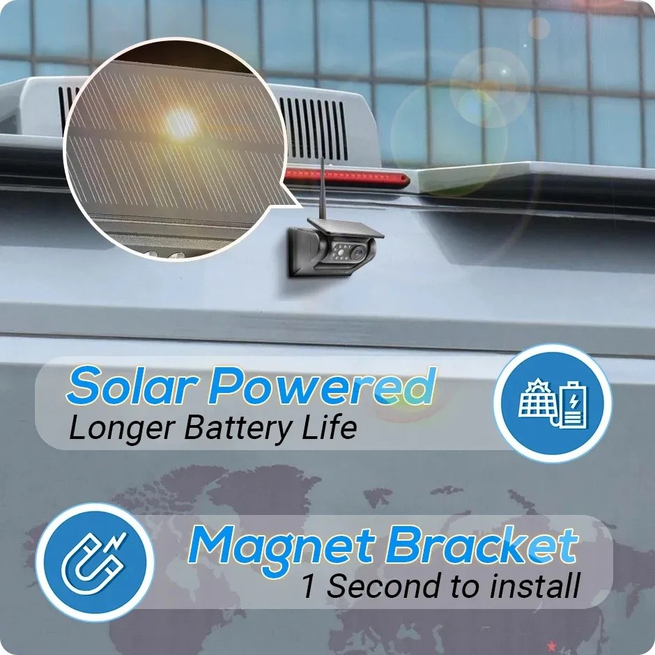 reversing camera with solar charging for car van machine